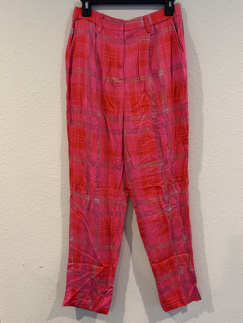 NEW BP X WILDFANG Womens Classic Casual Pink Rogue Collegiate Plaid Pants Size M